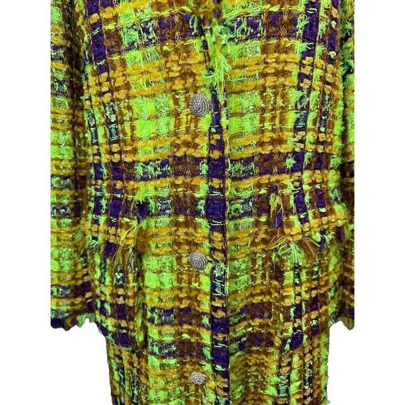 Ramy Brook Marygold Tweed long Overcoat neon colours Small - Picture 5 of 15